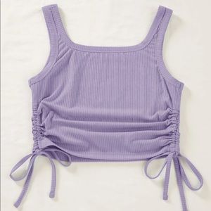 A lilac purple crop top with drawstring sides 💜
